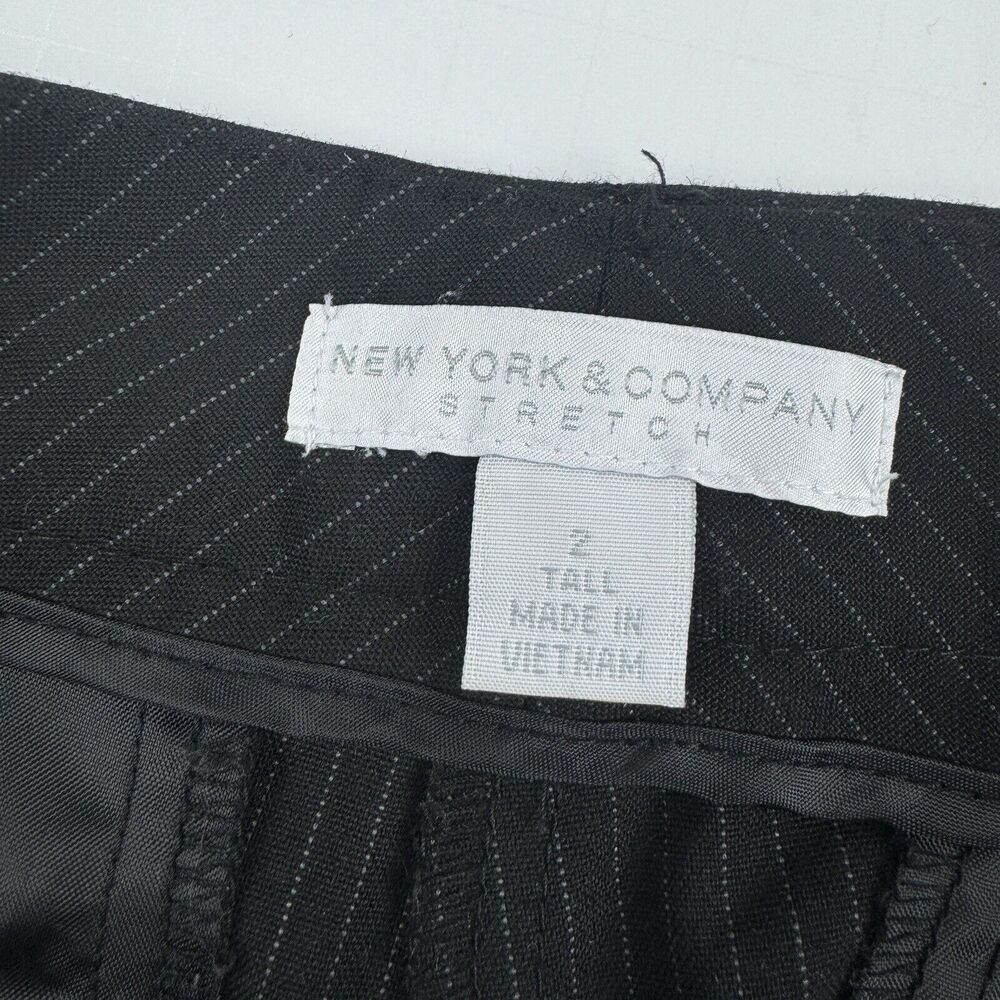 New York & Company Stretch Black Pinstripe Dress Pant Size 2 Tall - Picture 10 of 16
